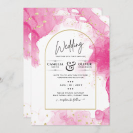 Leah G PINK GOLD INK Abstrakt Wedding INVITE Einladung