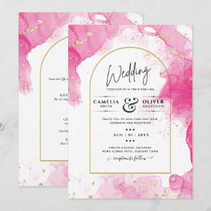 Leah G PINK GOLD INK Abstrakt Wedding INVITE Einladung