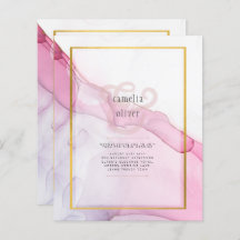 Leah G PINK Lila Tinte Abstrakt Wedding INVITE