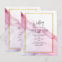Leah G PINK Lila Tinte Abstrakt Wedding INVITE