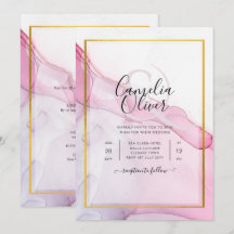 Leah G PINK Lila Tinte Abstrakt Wedding INVITE