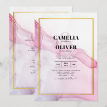 Leah G PINK Lila Tinte Abstrakt Wedding INVITE