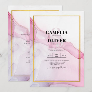 Leah G PINK Lila Tinte Abstrakt Wedding INVITE Einladung