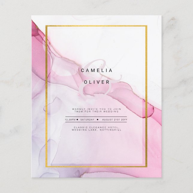 Leah G PINK Lila Tinte Abstrakt Wedding INVITE Flyer (Vorne)