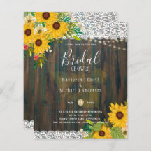 Leah G Rustic Sunflowers Spitzen Brautparty Einlad
