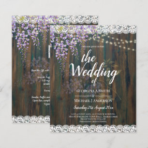 Leah G Rustic WISTERIA Lace Floral Wedding INVITE