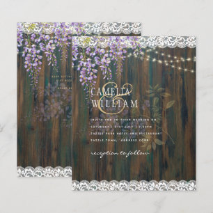 Leah G Rustic WISTERIA Lace Floral Wedding INVITE