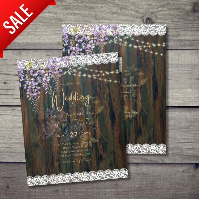 Leah G Rustic WISTERIA Lace Floral Wedding INVITE (Von Creator hochgeladen)