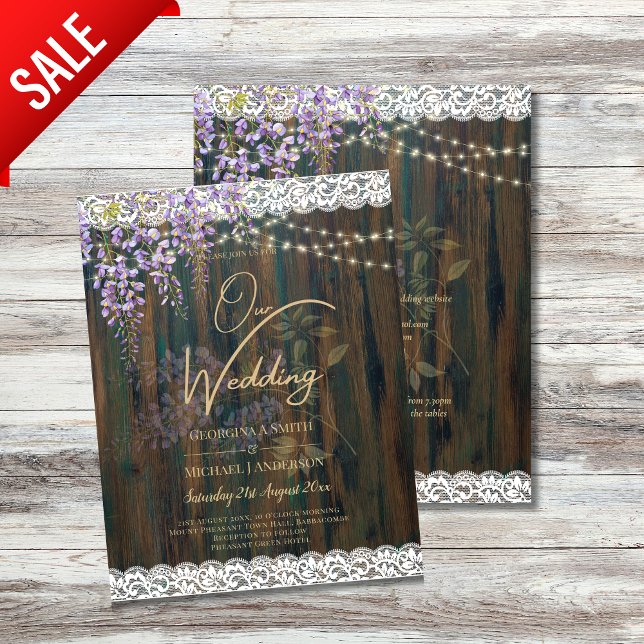 Leah G Rustic WISTERIA Lace Floral Wedding INVITE (Von Creator hochgeladen)