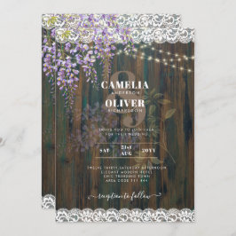 Leah G Rustic WISTERIA Lace Floral Wedding INVITE Einladung