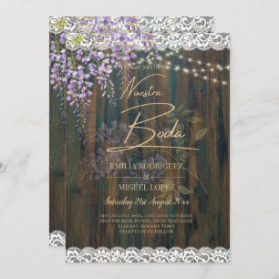 Leah G Rustic WISTERIA Lace Floral Wedding INVITE Einladung