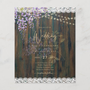 Leah G Rustic WISTERIA Lace Floral Wedding INVITE Flyer