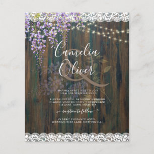 Leah G Rustic WISTERIA Lace Floral Wedding INVITE Flyer