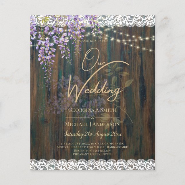Leah G Rustic WISTERIA Lace Floral Wedding INVITE Flyer (Vorne)