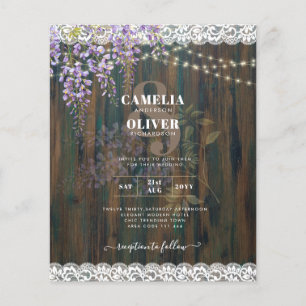 Leah G Rustic WISTERIA Lace Floral Wedding INVITE Flyer