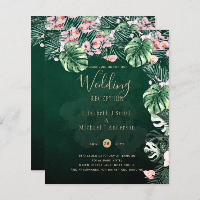 Leah G Tropical Green Pink Leaf Hochzeit (Vorne/Hinten)