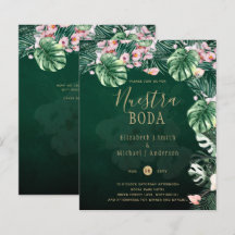 Leah G Tropical Green Pink Leaf Hochzeit