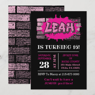 Leah Graffiti Name Brick Wall Geburtstagsparty Einladung
