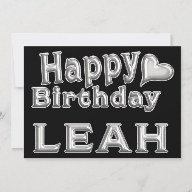 Leah Happy Birthday Karte Grußkarte mit Herz (Vorderseite)