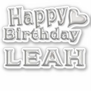 Leah Happy Birthday silver Aufkleber Sticker