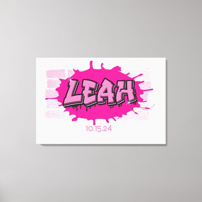 Leah, Ihr Graffiti Name Brick Wall an Board Leinwanddruck (Vorderseite)