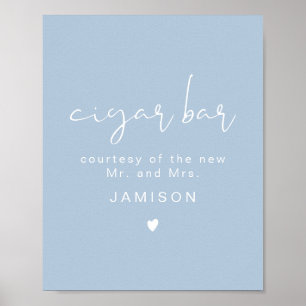 LEAH Lebendes Pastel Dusty Blue Wedding Cigar Bar Poster