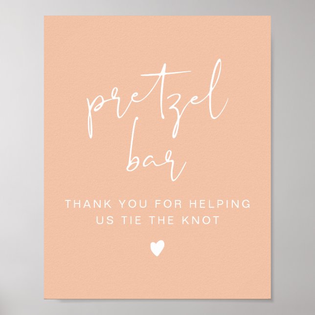 LEAH Lebendes Pastel Orange Pretzel Bar Table Sign Poster (Vorne)