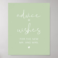 LEAH Lebendiges Pastellgrün Advice & Wishes Schild