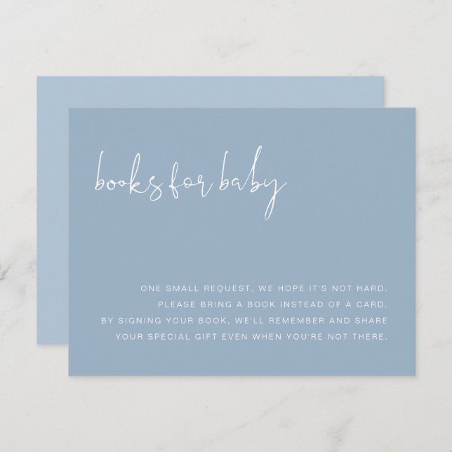 LEAH Lebhafte Pastel Dusty Blue Books für Babykart Einladung (Vorne/Hinten)