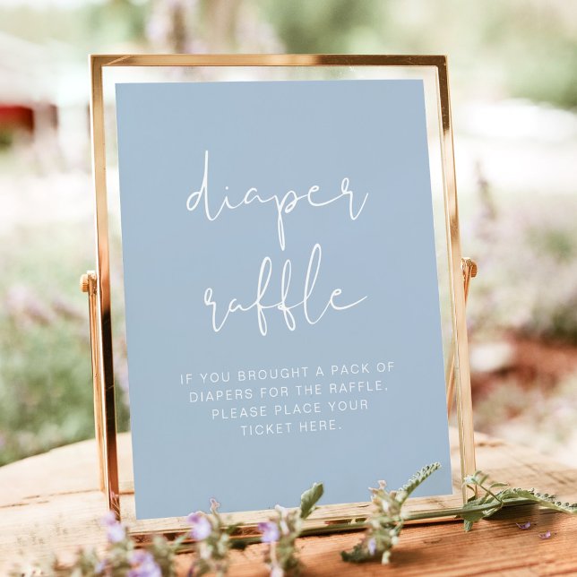 LEAH Lebhaftes Pastel Dusty Blue Diaper Raffle Gam Poster (Pastel blue baby shower diaper raffle game sign)