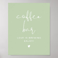 LEAH Lebhaftes Pastel Green Coffee Bar Table Sign