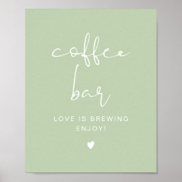 LEAH Lebhaftes Pastel Green Coffee Bar Table Sign Poster