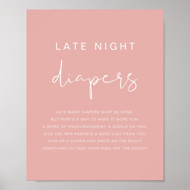 LEAH Lebhaftes Pastel Pink Späte Night Diapers Spi Poster (Vorne)