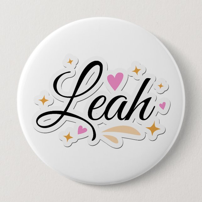 Leah Name niedlich Design Button (Vorderseite)