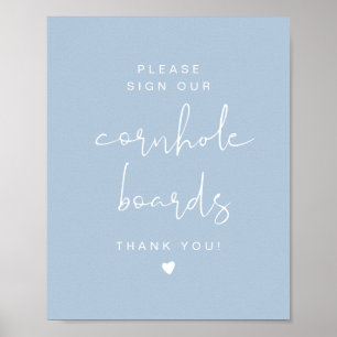 LEAH Pastel Blue Cornhole Guestbook Wedding Sign Poster