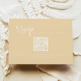 LEAH Pastel Butter Yellow QR Code RSVP Karte