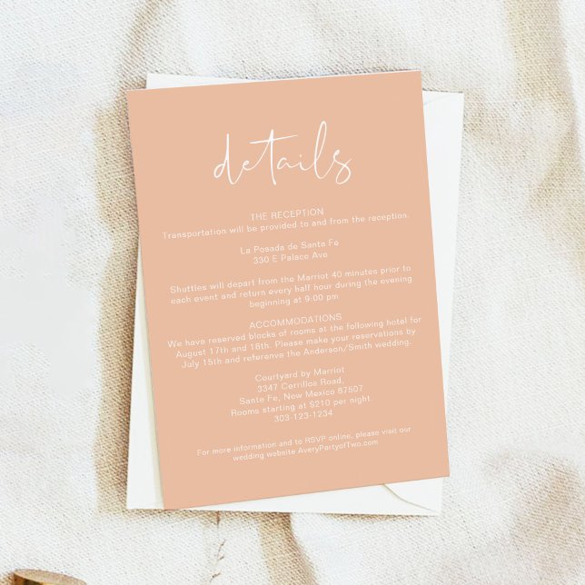 LEAH Pastel Coral Spring Wedding Details Card Einladung (Von Creator hochgeladen)