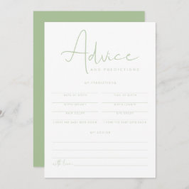 LEAH Pastel Green Baby Advice and Predictions Card Einladung