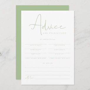 LEAH Pastel Green Baby Advice and Predictions Card Einladung