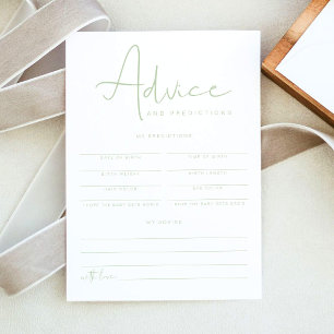 LEAH Pastel Green Baby Advice and Predictions Card Einladung