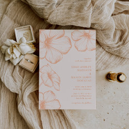 Leah Peach Floral Elegant Wedding Einladung