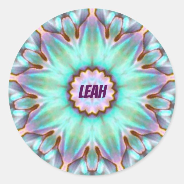 LEAH ~ Personalisierte Paua Muschel Aufkleber ~ (Vorderseite)