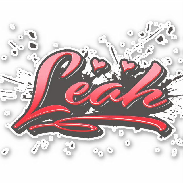Leah red Heart Graffiti Aufkleber Sticker (Vorderseite)