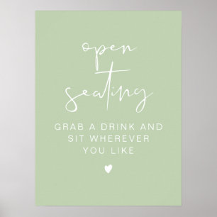 LEAH Vibranding Pastel Wedding Open Seating Sign Poster