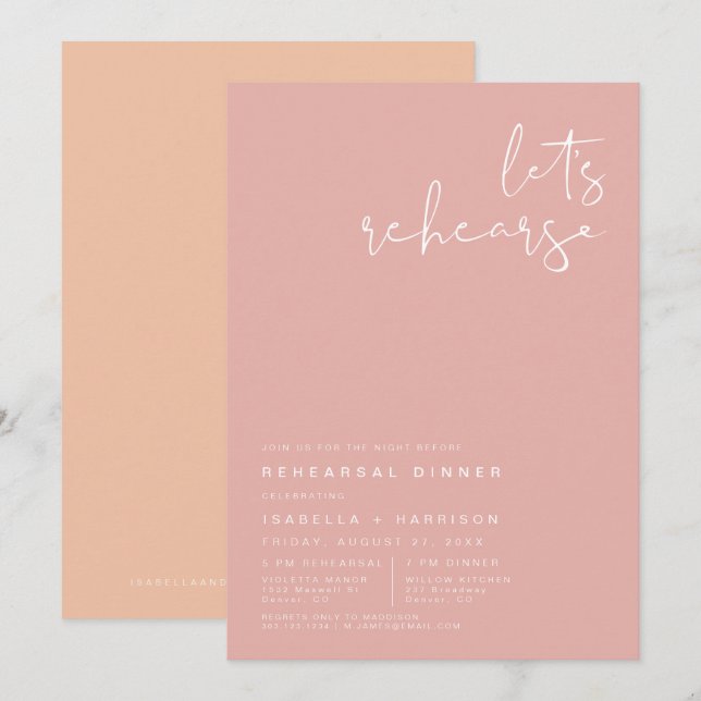 LEAH Vibranly Bright Pastel Spring Probe Dinner Einladung (Vorne/Hinten)