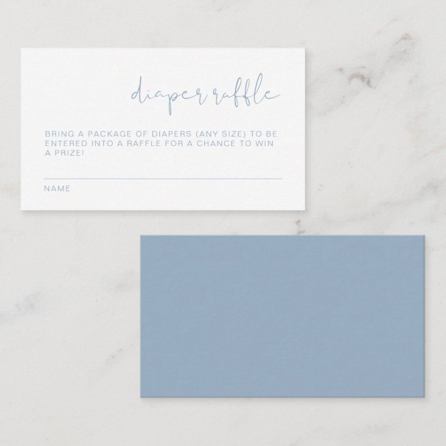 LEAH Vibranly Pastel Dusty Blue Diaper Raffle Card Platzkarte (Vorne/Hinten)