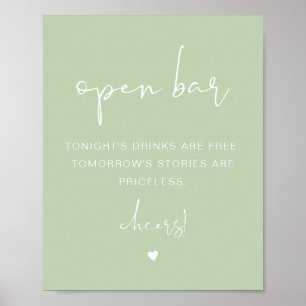 LEAH Vibrann Spring Pastel Funny Open Bar Sign Poster