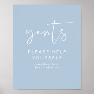 LEAH Vibrant Pastel Blue Gents Badezimmer Toilette Poster