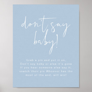 LEAH Vibrant Pastel Dusty Blue Say Baby Sign nicht Poster