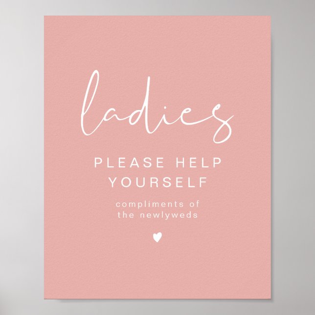 LEAH Vibrant Pastel Pink Damen Badezimmer Toilette Poster (Vorne)
